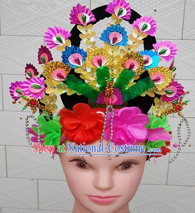 Chinese Traditional Folk Dance Yanko Dance Hair Accessories Peking Opera Peri Headwear for Women