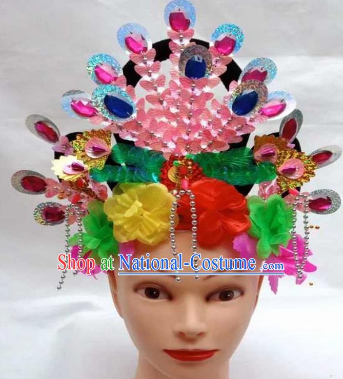 Chinese Traditional Folk Dance Yanko Dance Hair Accessories Peking Opera Diva Headwear for Women