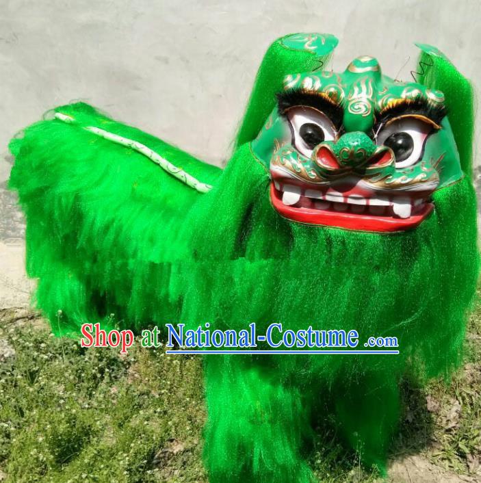 Chinese Traditional Lion Dance Green Fur Costumes Spring Festival Lion Dance Props for Kids