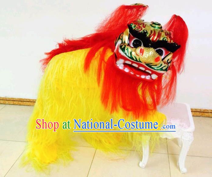 Chinese Traditional Lion Dance Yellow Fur Costumes Spring Festival Lion Dance Props for Kids