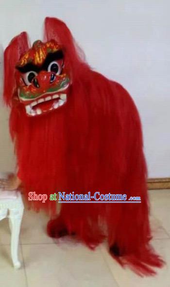 Chinese Traditional Lion Dance Red Fur Costumes Spring Festival Lion Dance Props for Kids