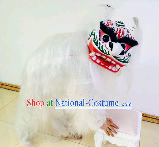 Chinese Traditional Lion Dance White Fur Costumes Spring Festival Lion Dance Props for Kids