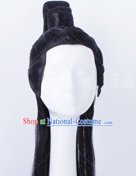 Traditional Chinese Drama Swordsman Peruke Handmade Wigs Ancient Prince Chignon for Men