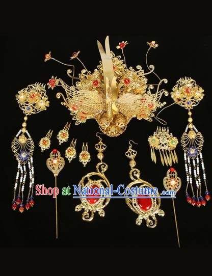 Chinese Traditional Handmade Queen Phoenix Hairpins Ancient Empress Headwear for Women