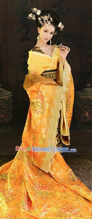 Chinese Ancient Cosplay Tang Dynasty Imperial Consort Replica Costumes Traditional Empress Hanfu Dress and Headpiece for Women