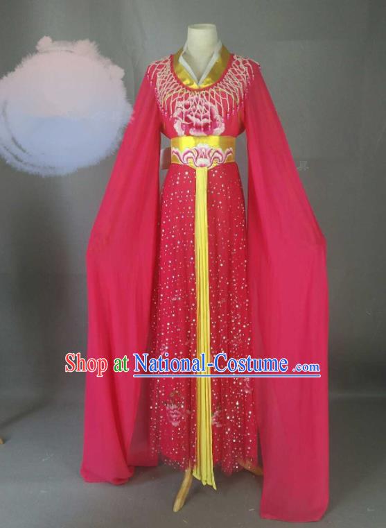 Chinese Traditional Peking Opera Princess Rosy Costumes Ancient Fairy Dress for Adults