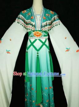 Chinese Traditional Peking Opera Costumes Ancient Nobility Lady Green Dress for Adults