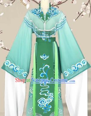 Chinese Traditional Peking Opera Diva Princess Costumes Ancient Beijing Opera Green Dress for Adults