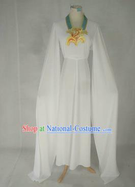 Chinese Traditional Peking Opera Court Maid Costumes Ancient Beijing Opera Diva White Dress for Adults