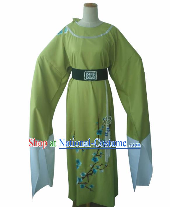 Chinese Traditional Peking Opera Niche Costume Ancient Scholar Green Robe for Adults