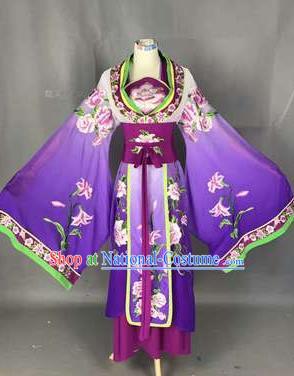 Chinese Traditional Peking Opera Actress Costumes Ancient Palace Princess Purple Dress for Adults