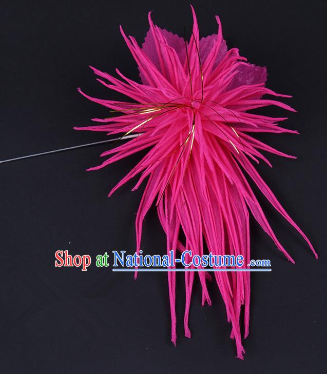 Chinese Traditional Peking Opera Hair Accessories Ancient Rosy Chrysanthemum Hairpins for Women