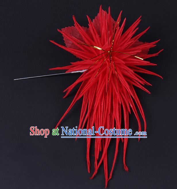 Chinese Traditional Peking Opera Hair Accessories Ancient Red Chrysanthemum Hairpins for Women