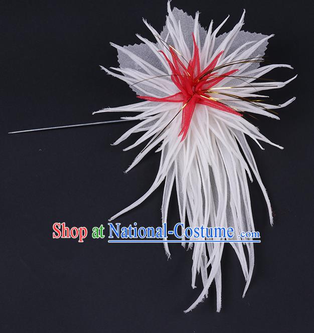 Chinese Traditional Peking Opera Hair Accessories Ancient White Chrysanthemum Hairpins for Women