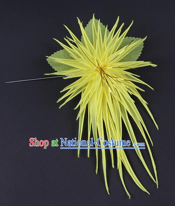 Chinese Traditional Peking Opera Hair Accessories Ancient Yellow Chrysanthemum Hairpins for Women