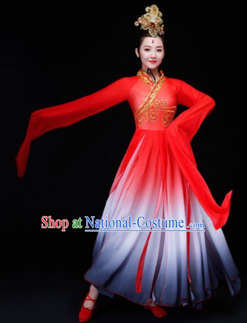 Chinese Traditional Folk Dance Costume Classical Dance Red Dress for Women