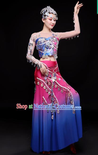 Chinese Traditional Dai Nationality Folk Dance Costumes Peacock Dance Dress for Women