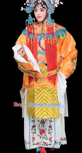 Chinese Traditional Peking Opera Diva Costumes Ancient Imperial Consort Yellow Dress for Adults