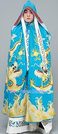 Chinese Traditional Peking Opera Takefu Costume Ancient Changing Faces Blue Cloak for Adults