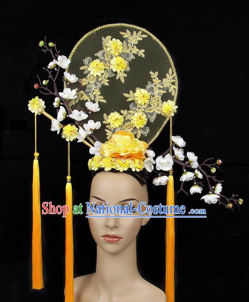 Handmade Halloween Yellow Plum Blossom Hair Accessories Chinese Stage Performance Hair Clasp Headdress for Women