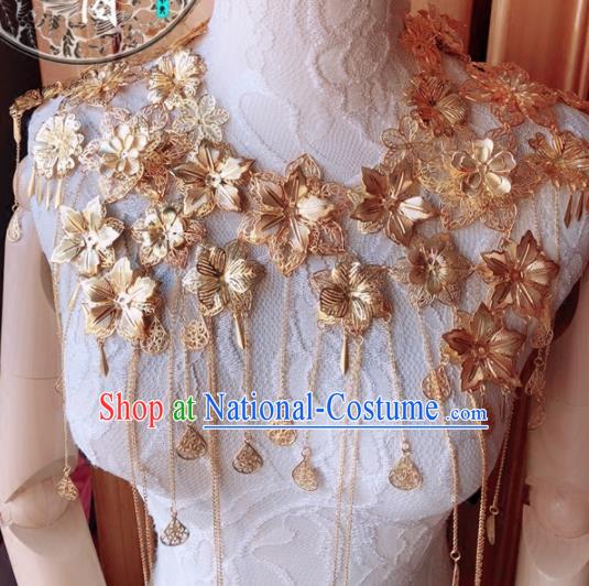 Chinese Traditional Handmade Shoulder Accessories Hanfu Golden Cloak for Women