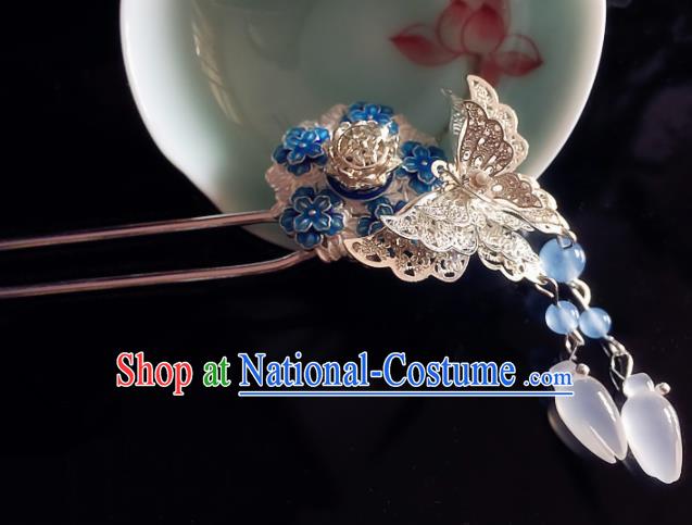 Chinese Handmade Ancient Butterfly Mangnolia Hair Clip Hair Accessories Hanfu Hairpins for Women