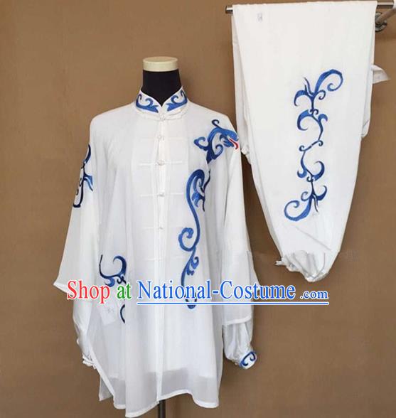 Chinese Traditional Kung Fu Silk Costumes Martial Arts Tai Chi Training Embroidered Clothing for Women