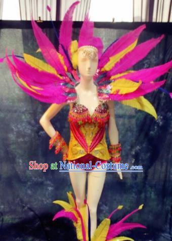 Top Grade Stage Performance Costumes Brazilian Carnival Feather Clothing and Wings for Women