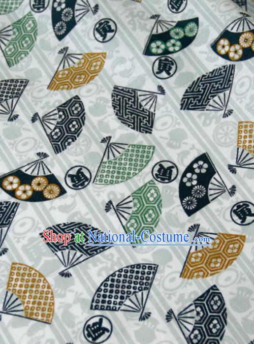 Asian Japanese Traditional Kimono Fabric Brocade Silk Material Classical Fan Pattern Design Drapery