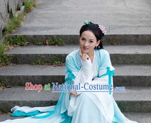 Chinese Traditional Costumes Ancient Swordswoman Peri Embroidered Hanfu Dress for Women