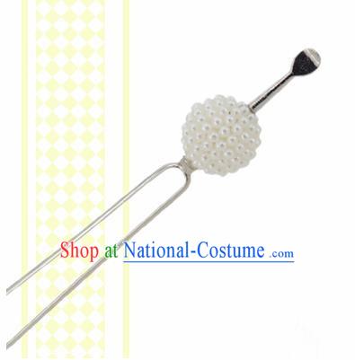 Japanese Traditional Courtesan White Ball Hairpins Ancient Geisha Kimono Hair Accessories for Women