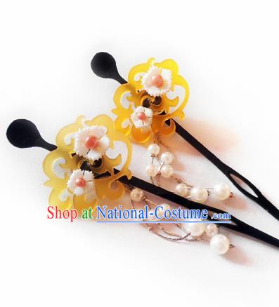 Japanese Traditional Courtesan Kimono Pearls Tassel Hairpins Ancient Geisha Hair Accessories for Women