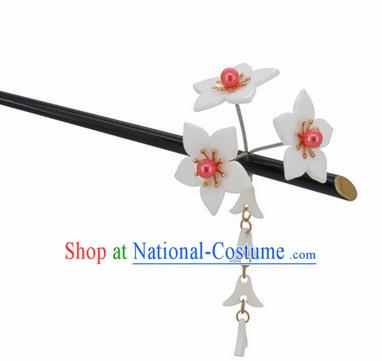 Japanese Traditional Courtesan Kimono White Sakura Tassel Hairpins Ancient Geisha Hair Accessories for Women