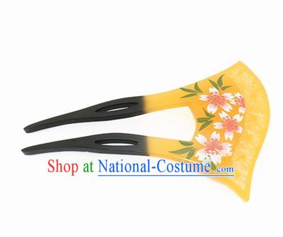 Japanese Traditional Kimono Yellow Hairpins Ancient Geisha Hair Accessories for Women