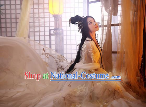 Chinese Traditional Embroidered Costumes Cosplay Ancient Imperial Consort Hanfu Dress for Women