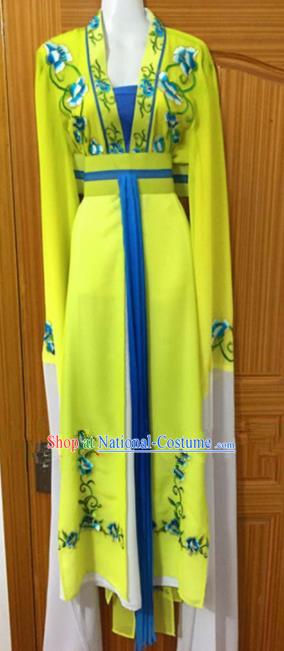 Chinese Traditional Peking Opera Peri Yellow Dress Ancient Nobility Lady Embroidered Costumes for Rich