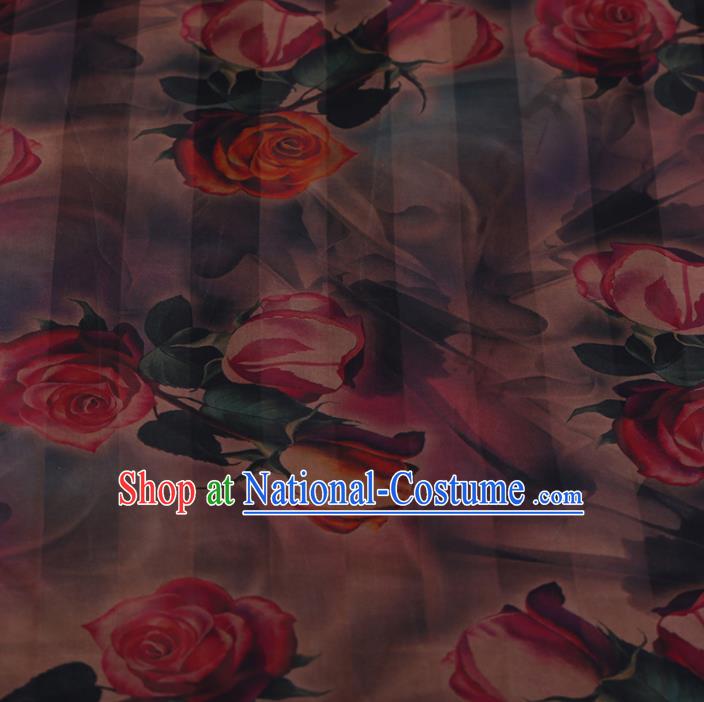 Chinese Crepe Satin Plain Palace Roses Pattern Traditional Cheongsam Silk Fabric Chinese Fabric Asian Material