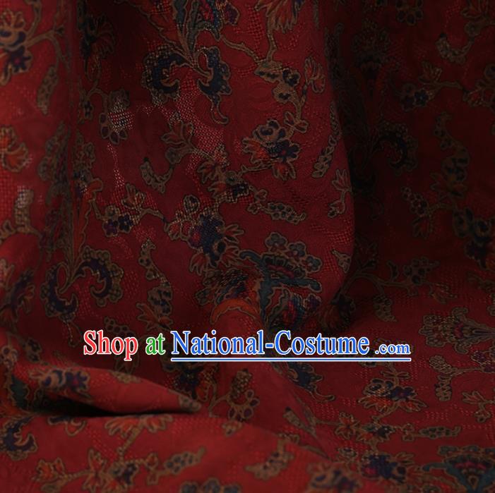 Chinese Traditional Cheongsam Red Crepe Satin Plain Palace Pattern Silk Fabric Chinese Fabric Asian Material