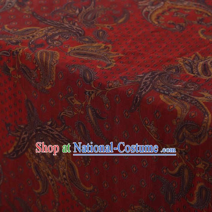 Chinese Traditional Cheongsam Silk Fabric Palace Pattern Red Satin Plain Gambiered Guangdong Gauze