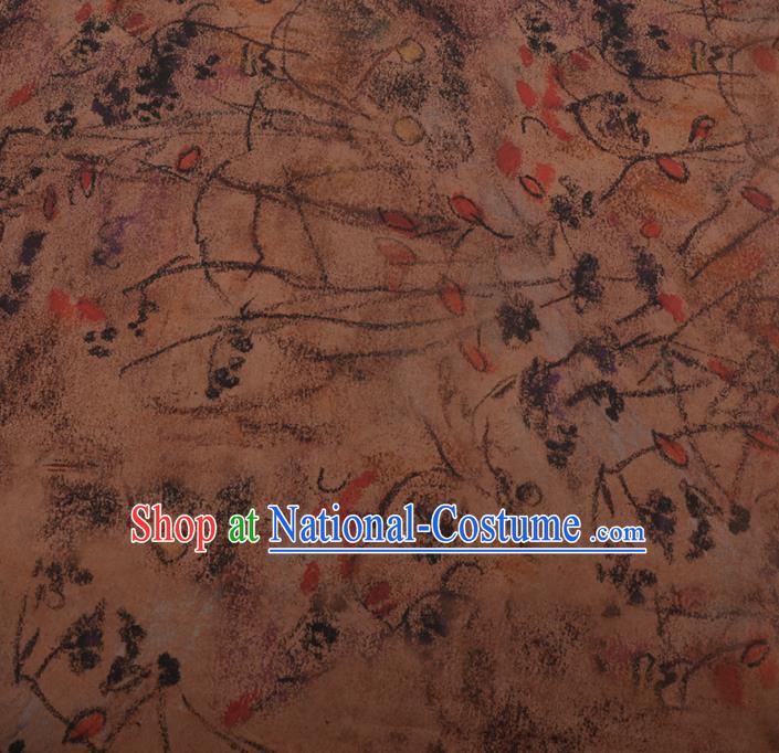 Chinese Classical Cheongsam Drapery khaki Silk Fabric Traditional Pattern Satin Plain Gambiered Guangdong Gauze