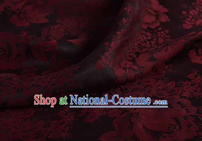 Chinese Classical Silk Fabric Traditional Red Peony Pattern Satin Plain Cheongsam Drapery Gambiered Guangdong Gauze