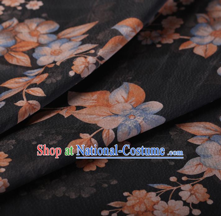 Chinese Traditional Silk Fabric Classical Pattern Black Satin Plain Cheongsam Drapery Gambiered Guangdong Gauze