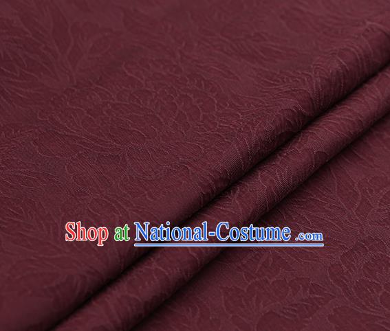 Chinese Traditional Red Gambiered Guangdong Gauze Satin Plain Classical Peony Pattern Cheongsam Silk Drapery