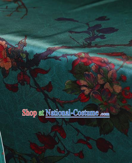 Traditional Chinese Green Gambiered Guangdong Gauze Classical Pattern Satin Plain Cheongsam Silk Drapery