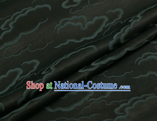 Chinese Traditional Brocade Fabric Palace Green Clouds Pattern Satin Plain Cheongsam Silk Drapery