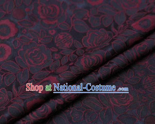 Chinese Traditional Gambiered Guangdong Gauze Fabric Palace Red Peony Pattern Satin Plain Cheongsam Silk Drapery