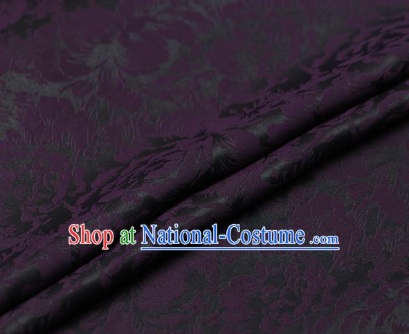 Chinese Traditional Cheongsam Silk Drapery Gambiered Guangdong Gauze Fabric Palace Purple Peony Pattern Satin Plain