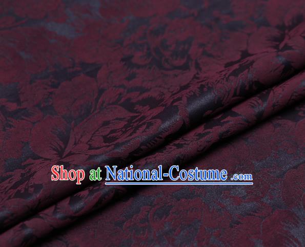 Chinese Traditional Cheongsam Silk Drapery Gambiered Guangdong Gauze Fabric Palace Red Peony Pattern Satin Plain