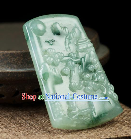 Chinese Traditional Jewelry Accessories Carving Jade Handmade Jadeite Pendant