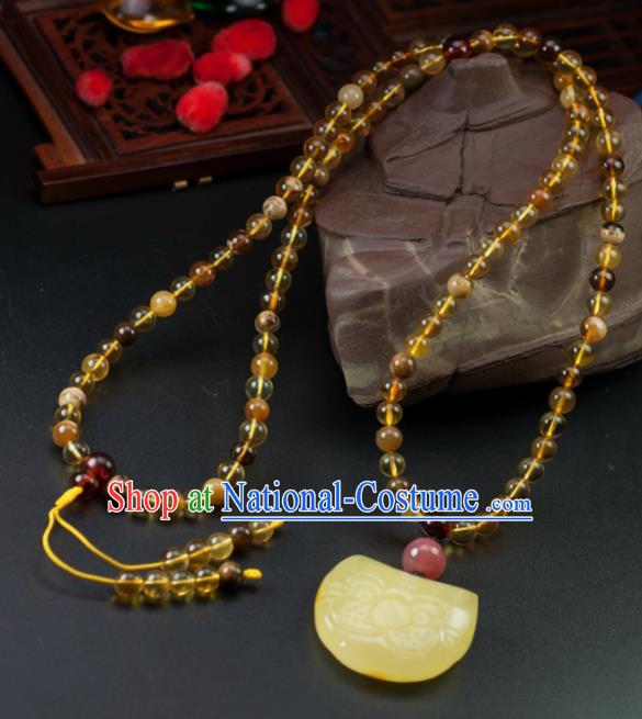 Chinese Traditional Jewelry Accessories Beeswax Necklace Handmade Pendant